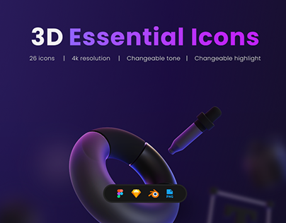 3D essential icons [includes 3d scene]