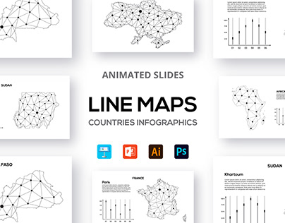 Animated line maps of countries and the world