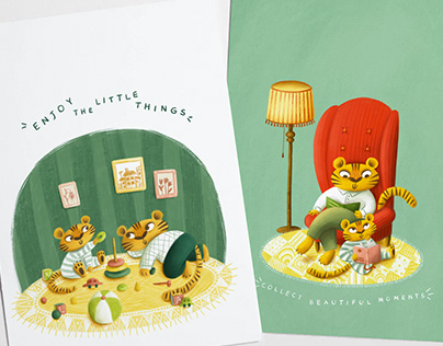 Tiger Family: postcard series