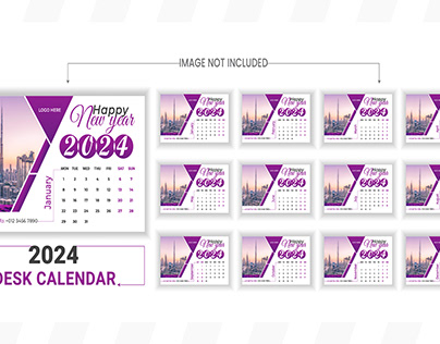 Happy new-Year Desk Calendar Design 2024