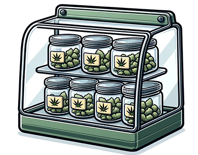 Vector Illustration Cannabis Dispensary Display Cases