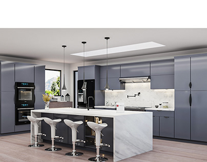 European High Gloss Gray kitchen