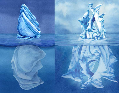 Nighttime Blue Icebergs