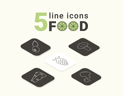 5 line icons food