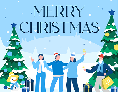 Merry Christmas & Happy New Year illustrations