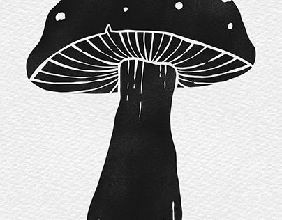 Mushroom Linocut