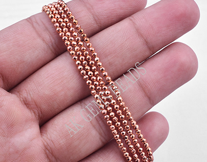 Natural Tiny Rose Gold Pyrite Faceted Rondelle Beads