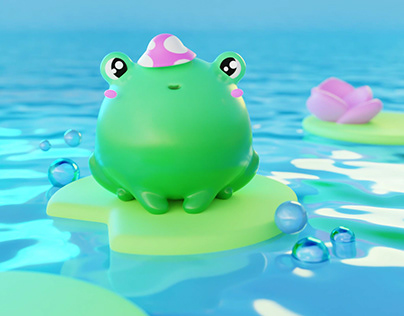 3d illustration cute frog