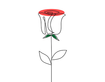 Continuous single line rose flower art
