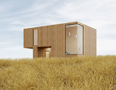 Pequena casa de madeira - Render 3D
