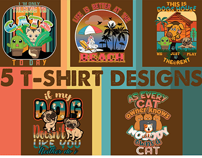 Cat Unicorn Dog/Animal T- Shirt Designs