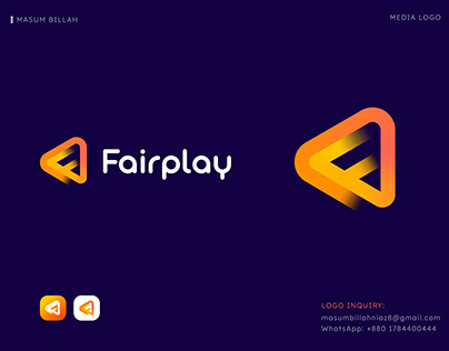 media player logo design, f letter logo