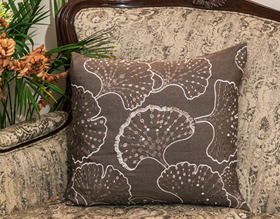 Buy Brown Color Cotton Embroidered Cushion Cover Online