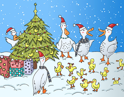 Christmas ducks (postcard)