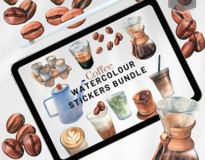 Coffee Time Watercolor Clipart Bundle