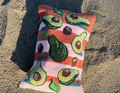 Hand tufted avocado pattern pillow