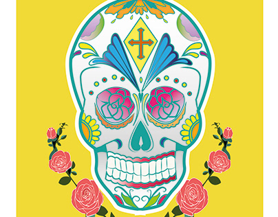 Dia de los Muertos Poster: Outline and Color