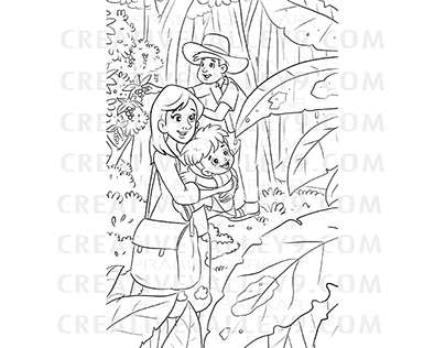 Rainforest children book illustration