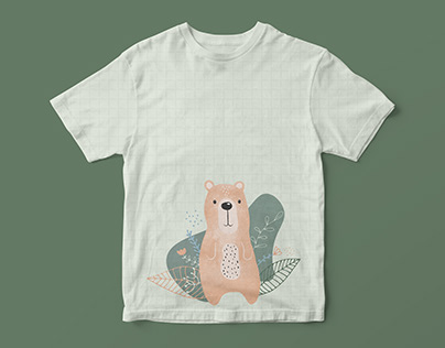 Cute critters - bear. T-shirt illustration project.