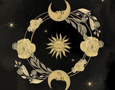 The moon and sun flowers