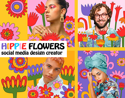 PSYCHEDELIC HIPPIE FLOWERS for social media