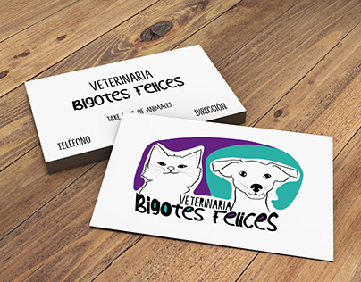 Logo para Veterinaria "Bigotes felices" (tarjeta)