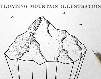 Floating Mountain Ink Illustration