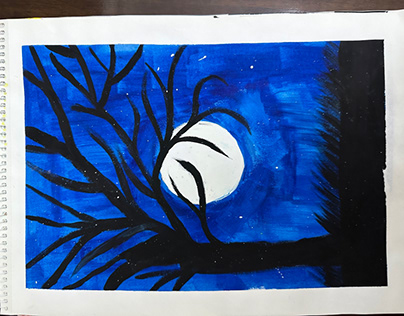 Night painting with acrylic colors