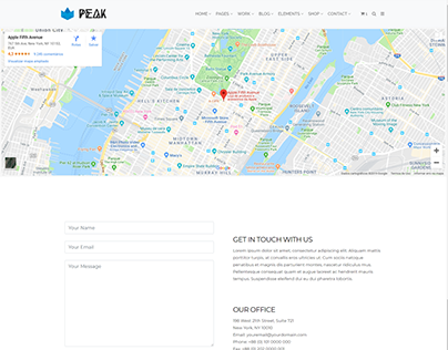 Contact Maps Page - Peak WordPress Theme
