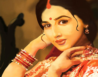 Digital painting of Indian actress-Vidya Balan