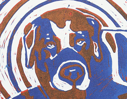 Dog: Lino + Wood Prints