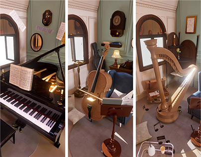Classical Instruments 3D Animated Loop