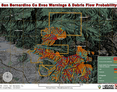 San Bernardino Co Debris Flow/Evac Warning Map