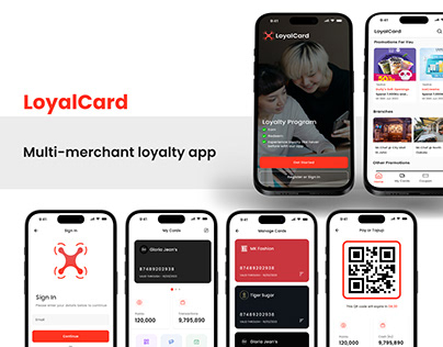 LoyalCard Multi-Merchant Loyalty Mobile App UI Design