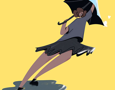 Illustration 'Hide your umbrella'