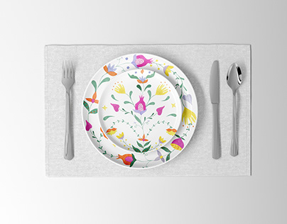 Creating a tableware vintage pattern for a French brand