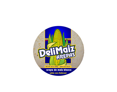 Logo and packaging design for DeliMaiz Arepas flatbread