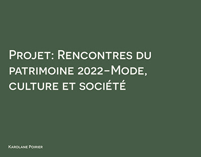 Projet: Rencontres du patrimoine 2022