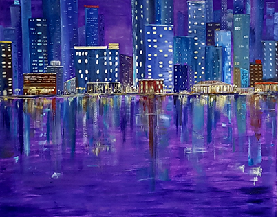 wall painting " Night city"