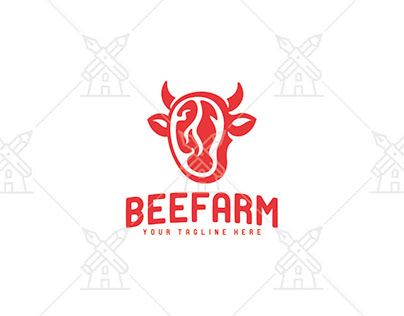 Beef steak, cow or bull, logo design
