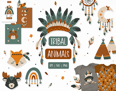Tribal animals graphic bundle