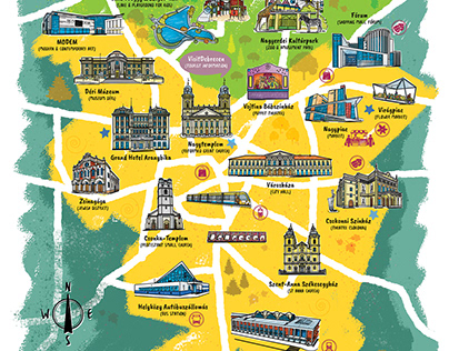 Debrecen City Map Illustration - Hungary