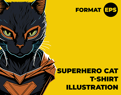 Superhero Cat T-Shirt Illustration