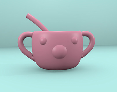 Bear cup and microwave on blender and Autocad. 2019