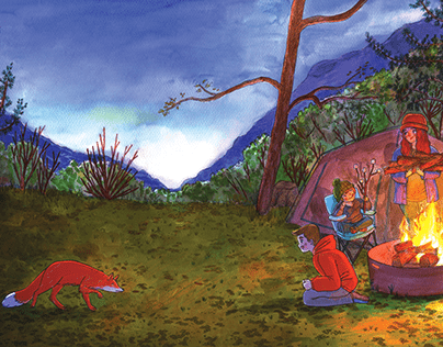 Campfire Encounter - Mock page for children's book