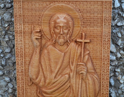Carved icon of St. Yoan Krastitel-option 1