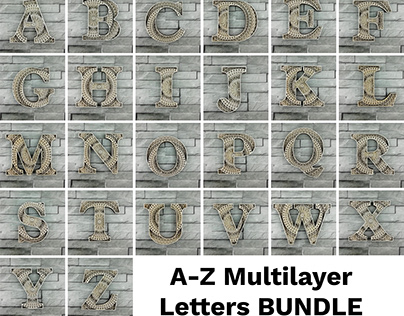 A-Z Alphabet Letters, Layered Letters SVG
