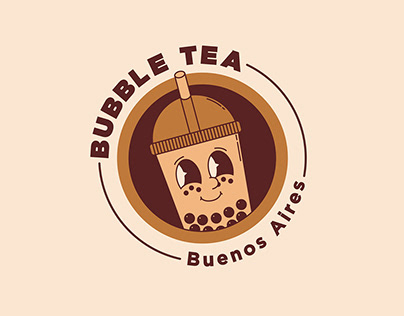 Bubble Tea Logo & Brand Identity | Groovy Retro Cartoon