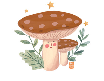 Watercolor Red mushroom