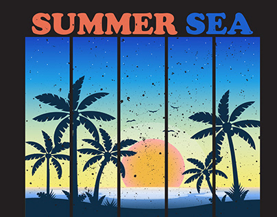 Summer sea beach grunge vector typography design